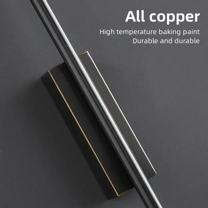 Modern minimalist black & gold led strip copper wall lamp bedroom