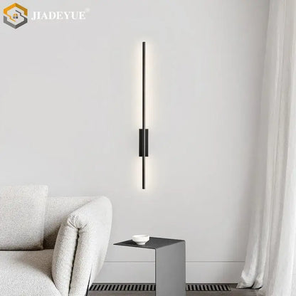 Modern minimalist black & gold led strip copper wall lamp bedroom