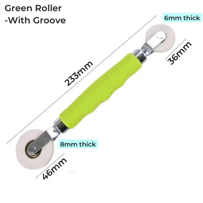 Blue and white led strip light installation roller with wooden handle