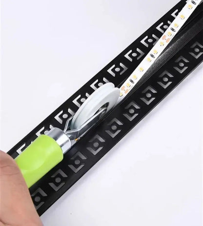 Blue and white led strip light installation roller with wooden handle