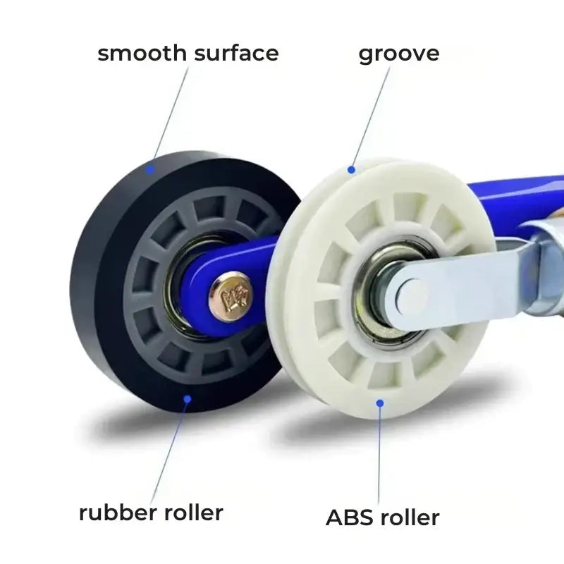 Blue and white led strip light installation roller with wooden handle