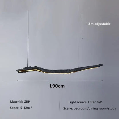 Organic black led strip lights dining room hanging pendant