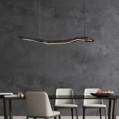 Organic black led strip lights dining room hanging pendant