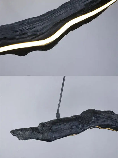 Organic black led strip lights dining room hanging pendant