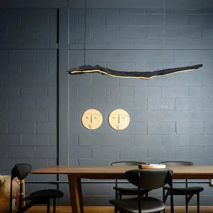Organic black led strip lights dining room hanging pendant