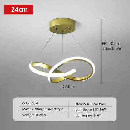 Modern black & gold led strip modern pendant light dining room