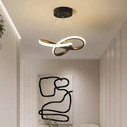Modern black & gold led strip modern pendant light dining room