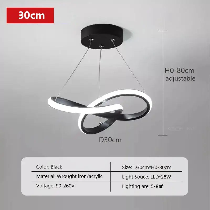 Modern black & gold led strip modern pendant light dining room