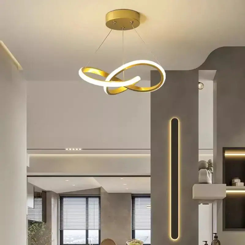 Modern black & gold led strip modern pendant light dining room