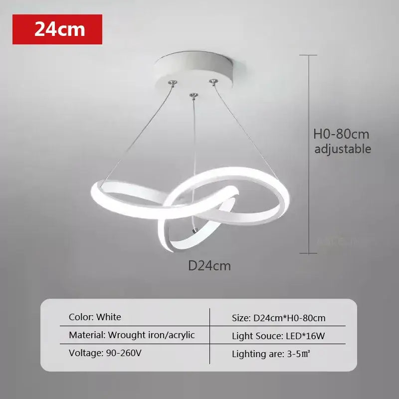 Modern black & gold led strip modern pendant light dining room
