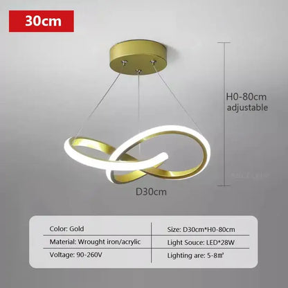Modern black & gold led strip modern pendant light dining room