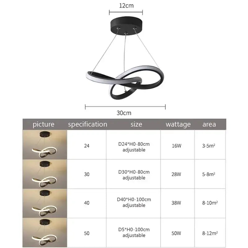 Modern black & gold led strip modern pendant light dining room