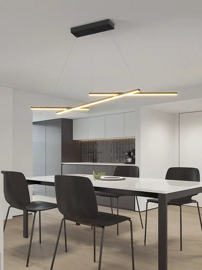 Modern black led strip pendant chandelier dining room light