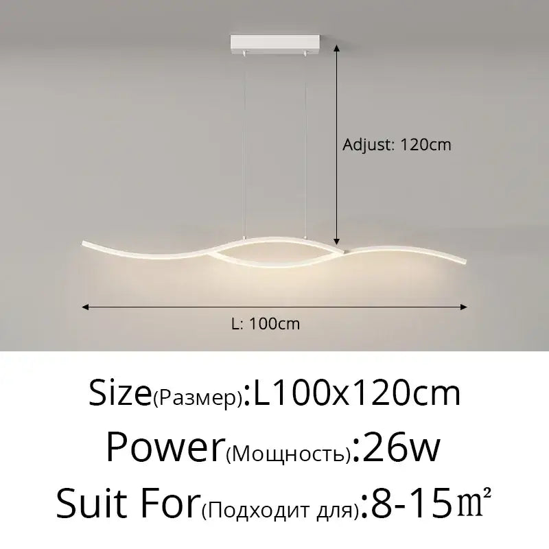 Modern black led strip pendant chandelier dining room light