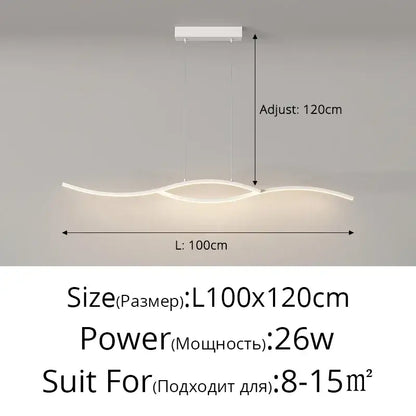 Modern black led strip pendant chandelier dining room light