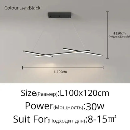 Modern black led strip pendant chandelier dining room light