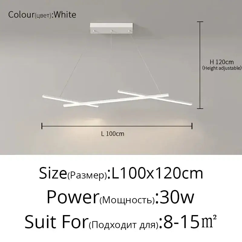 Modern black led strip pendant chandelier dining room light