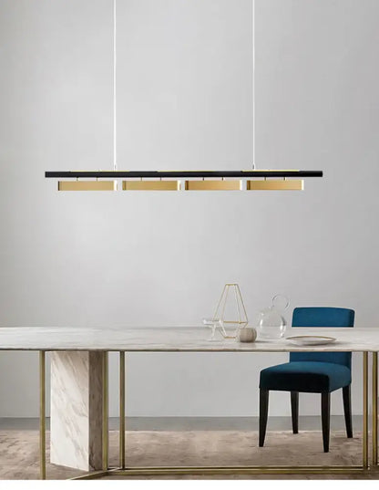 Modern minimalist strip led black and gold pendant lights dining room