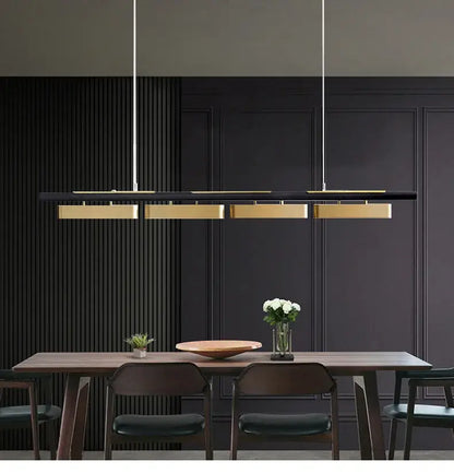 Modern minimalist strip led black and gold pendant lights dining room