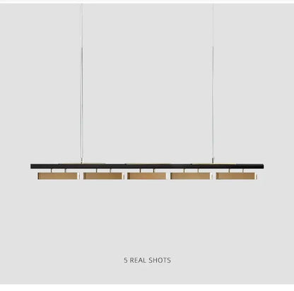 Modern minimalist strip led black and gold pendant lights dining room