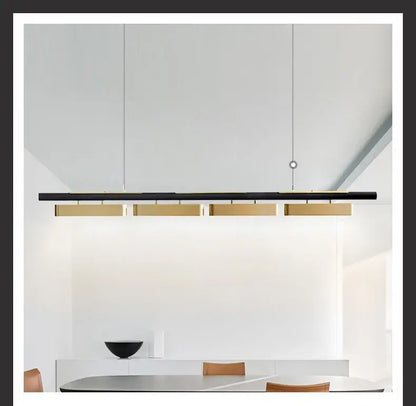 Modern minimalist strip led black and gold pendant lights dining room