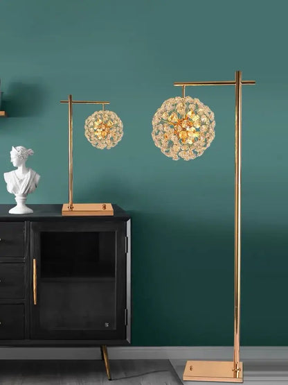 led sunflower crystal gold floor lamp for living room