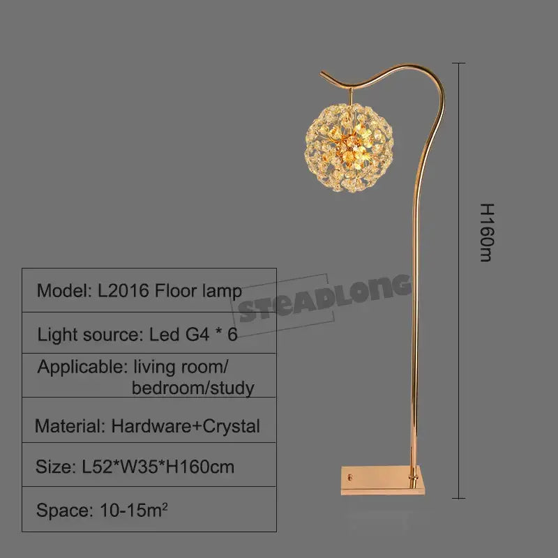 led sunflower crystal gold floor lamp for living room