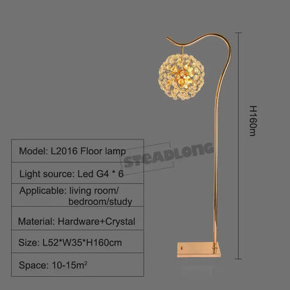 led sunflower crystal gold floor lamp for living room