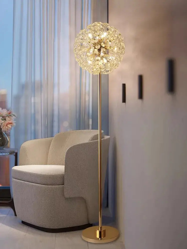 led sunflower crystal gold floor lamp for living room