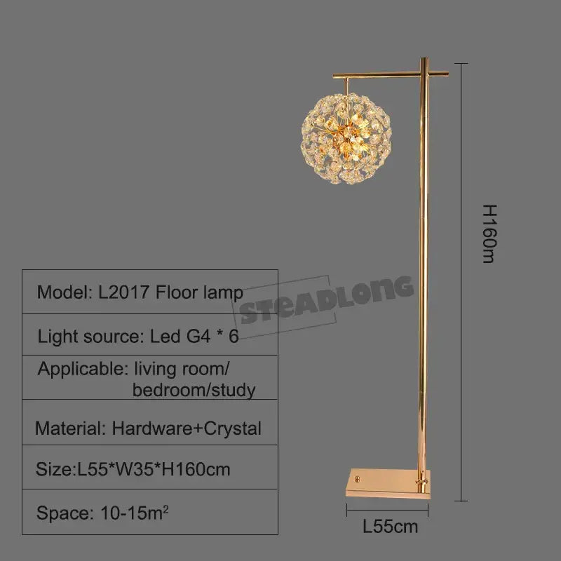 led sunflower crystal gold floor lamp for living room