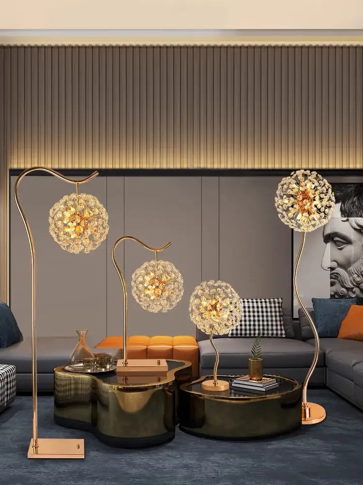 led sunflower crystal gold floor lamp for living room