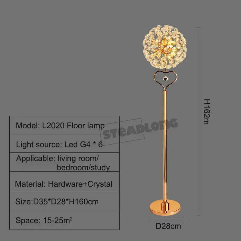 led sunflower crystal gold floor lamp for living room