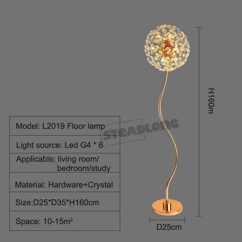 led sunflower crystal gold floor lamp for living room