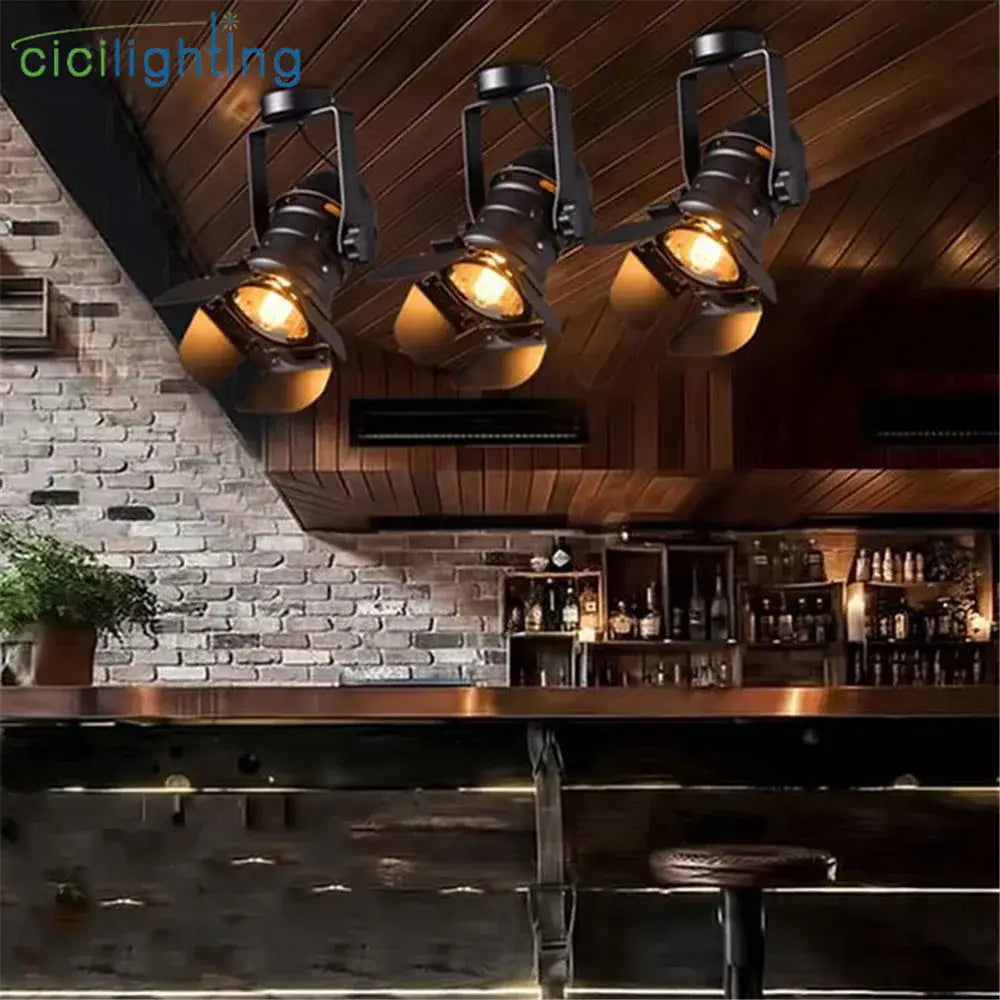 Industrial black metal surface mount spotlights living room barn door