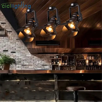 Industrial black metal surface mount spotlights living room barn door