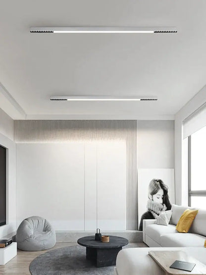 Modern black linear surface mounted ceiling light living room