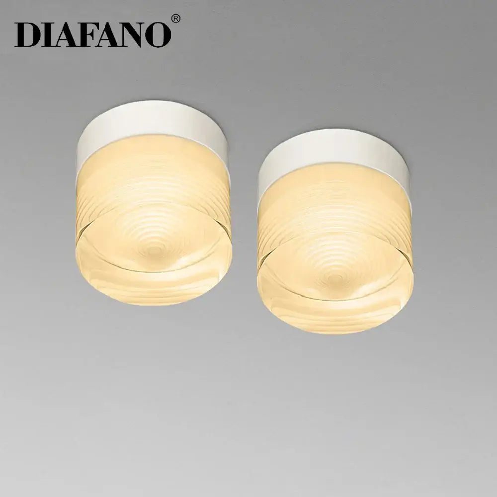 Textured amber glass led surface mounted spot lights bedroom 2 pack