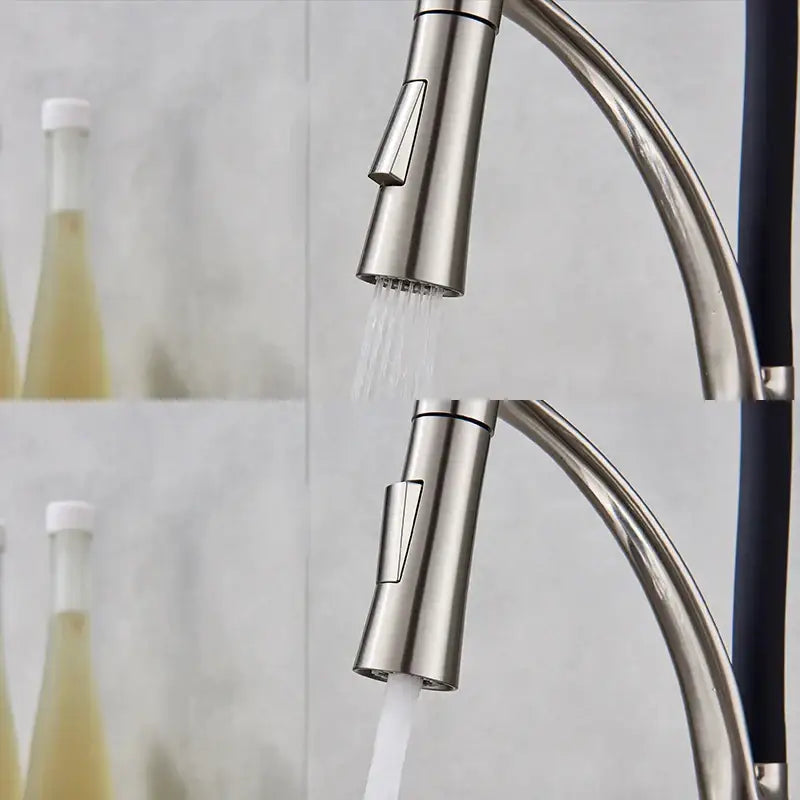 Modern stainless steel led swivel kitchen faucet with pull down hose
