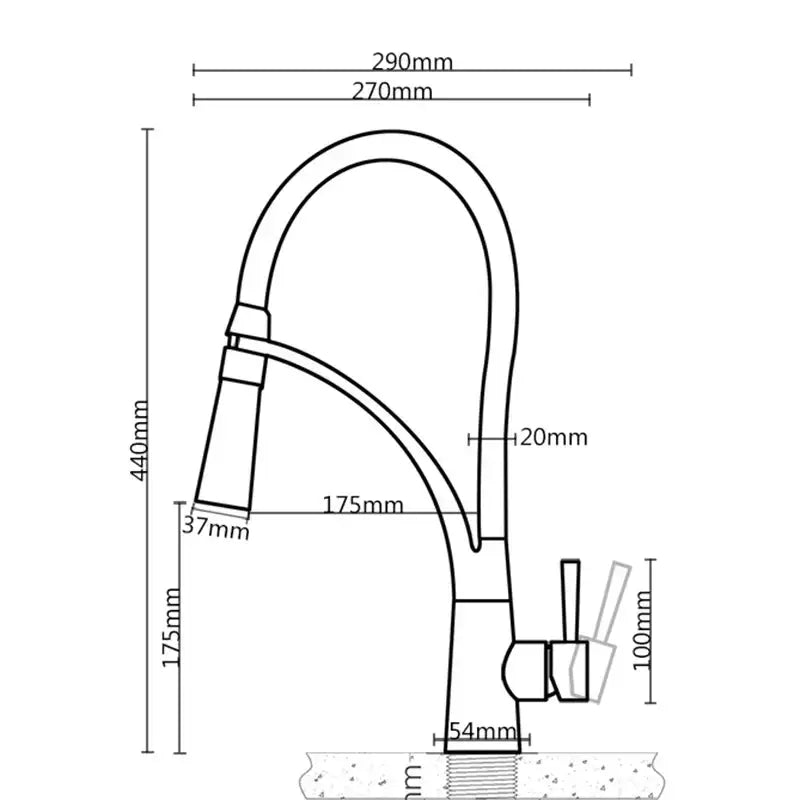 Modern stainless steel led swivel kitchen faucet with pull down hose