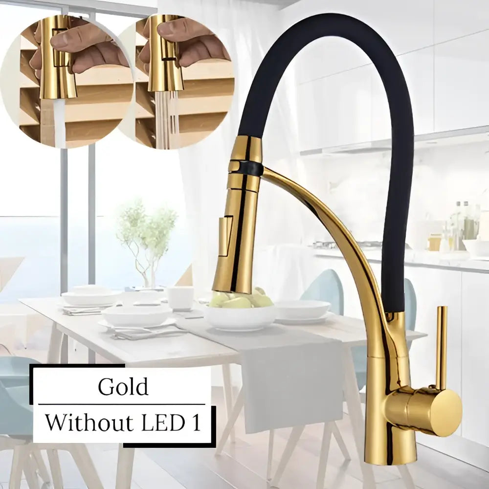 Modern stainless steel led swivel kitchen faucet with pull down hose