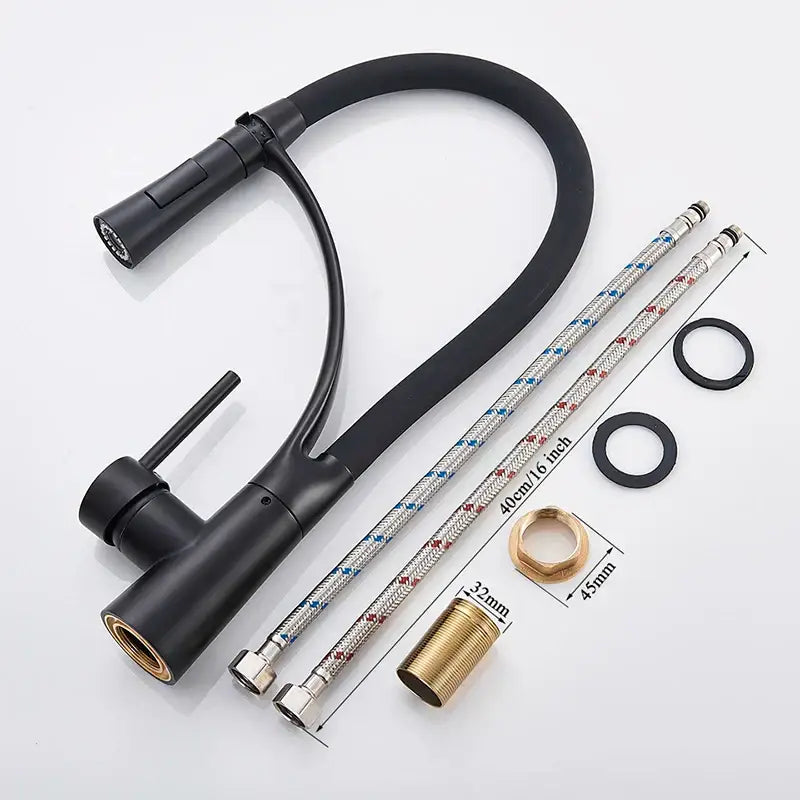 Modern stainless steel led swivel kitchen faucet with pull down hose