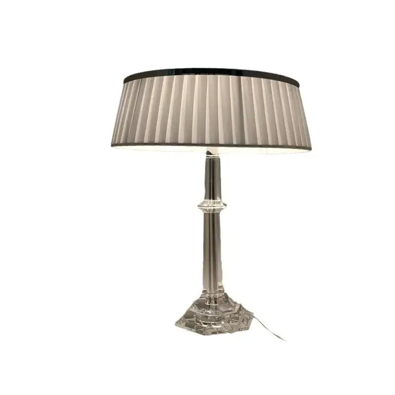 Modern crystal led table lamp with pleated shade for bedroom