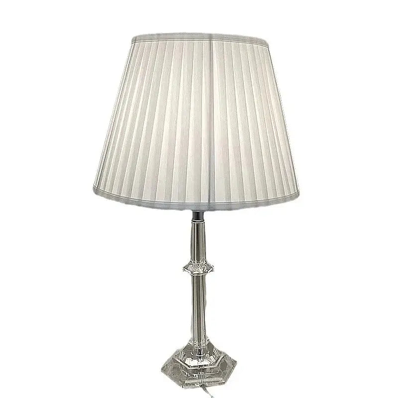 Modern crystal led table lamp with pleated shade for bedroom