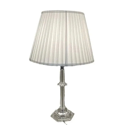 Modern crystal led table lamp with pleated shade for bedroom