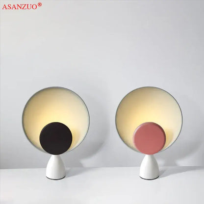 Modern pink & black circular led table lamp bedroom lighting