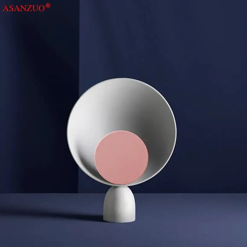 Modern pink & black circular led table lamp bedroom lighting
