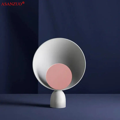 Modern pink & black circular led table lamp bedroom lighting