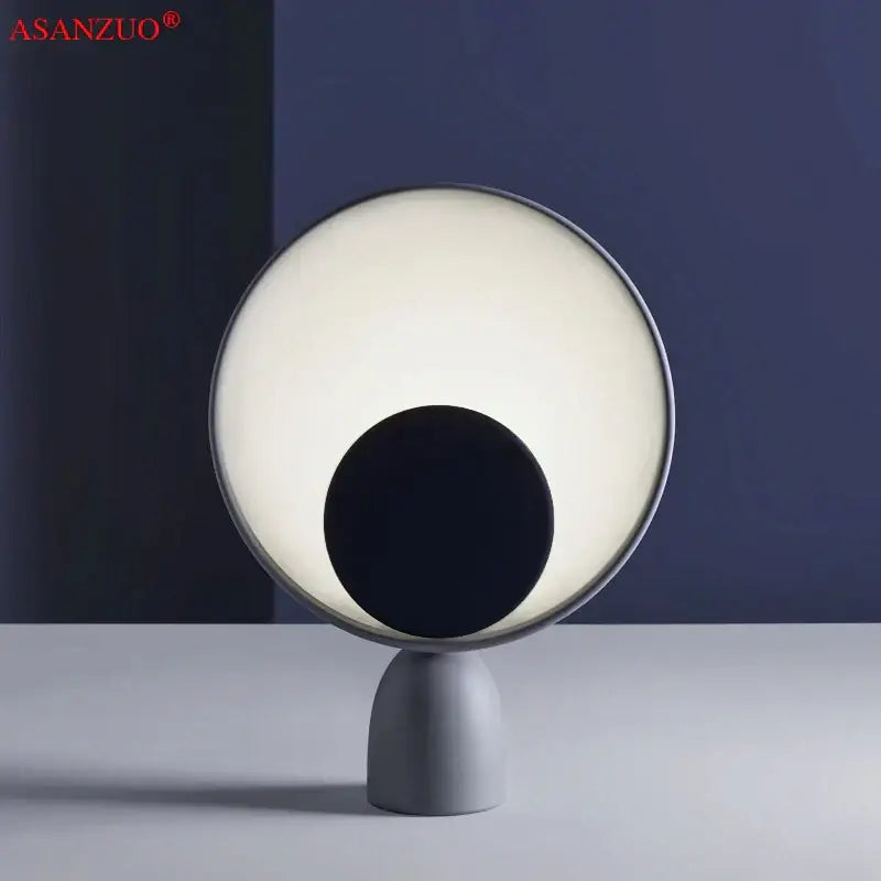 Modern pink & black circular led table lamp bedroom lighting