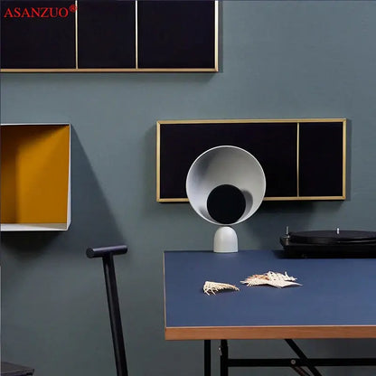 Modern pink & black circular led table lamp bedroom lighting