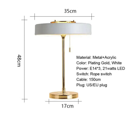 Postmodern blue & gold led table lamp bedroom reading light